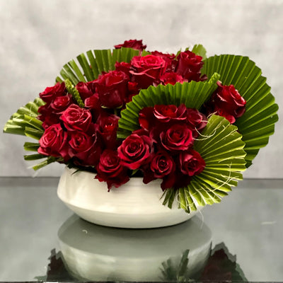 Santa Monica Florist presents this Rich arrangement for same day delivery! A romantic and lovely deep red Roses create a stunning and abundant design. The perfect floral design for love and romance, thinking of you and anniversary. 