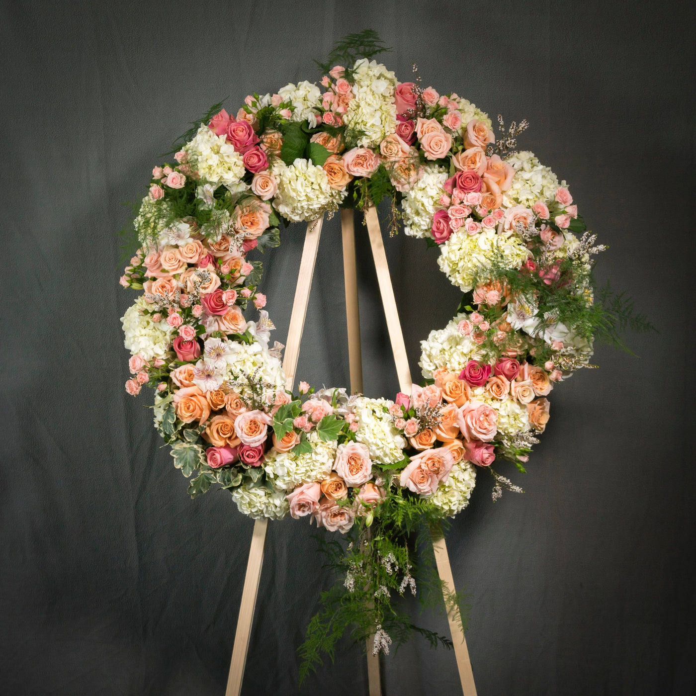 Pastel Funeral Wreath - santamonicaflorist