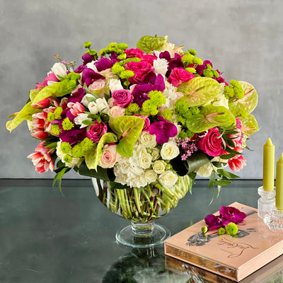 Large  floral arrangement, Santa Monica Florist, Roses, Birthday, Love and Romance, Vanda Orchids, Same Day Delivery 