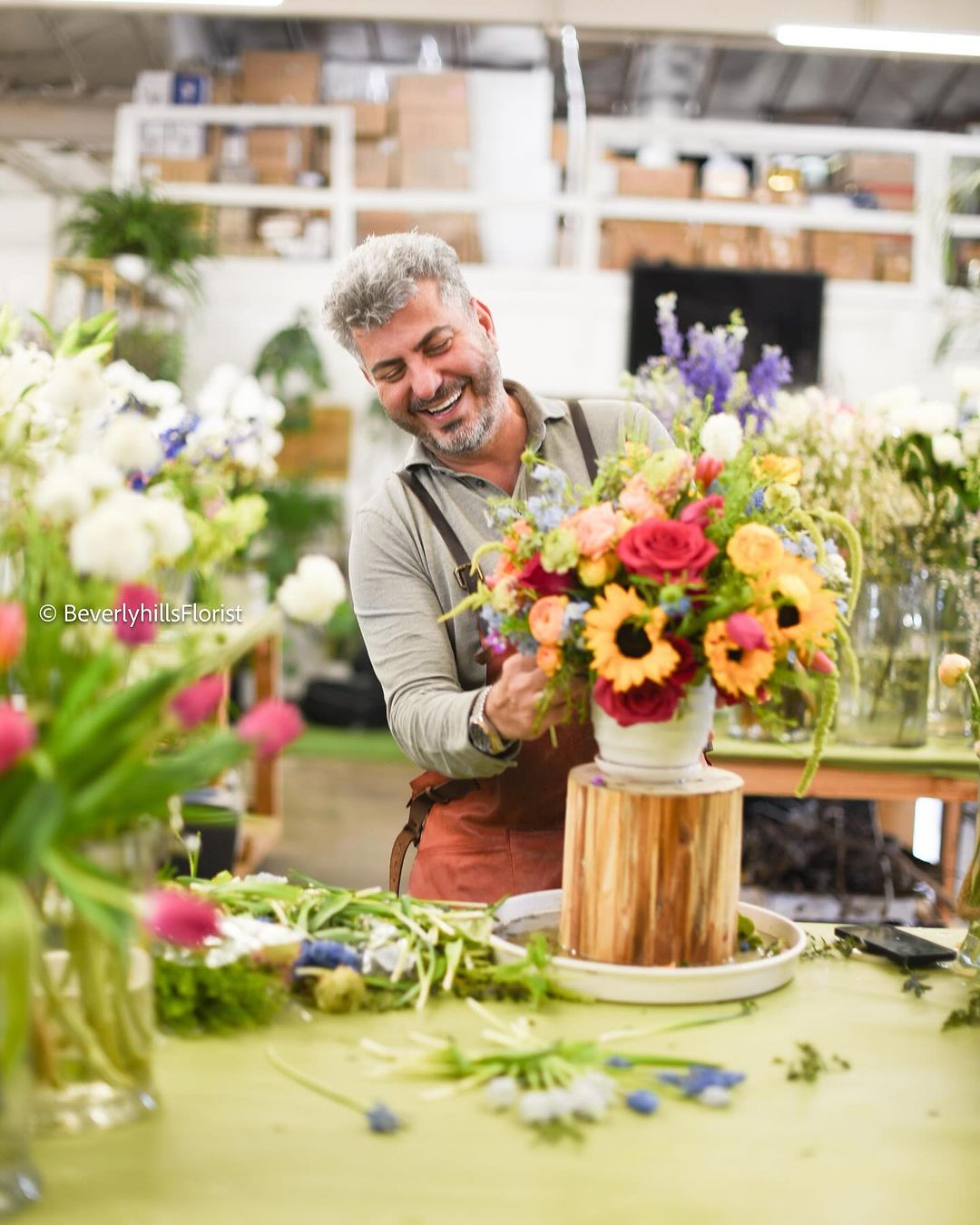 Santa Monica Florist designer at work