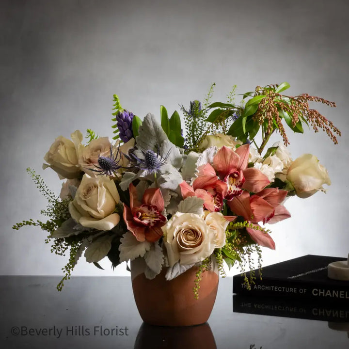 125 - $10,000 - Designer's Choice - Gray Veil, Scarlet Petals - LA Orchidia