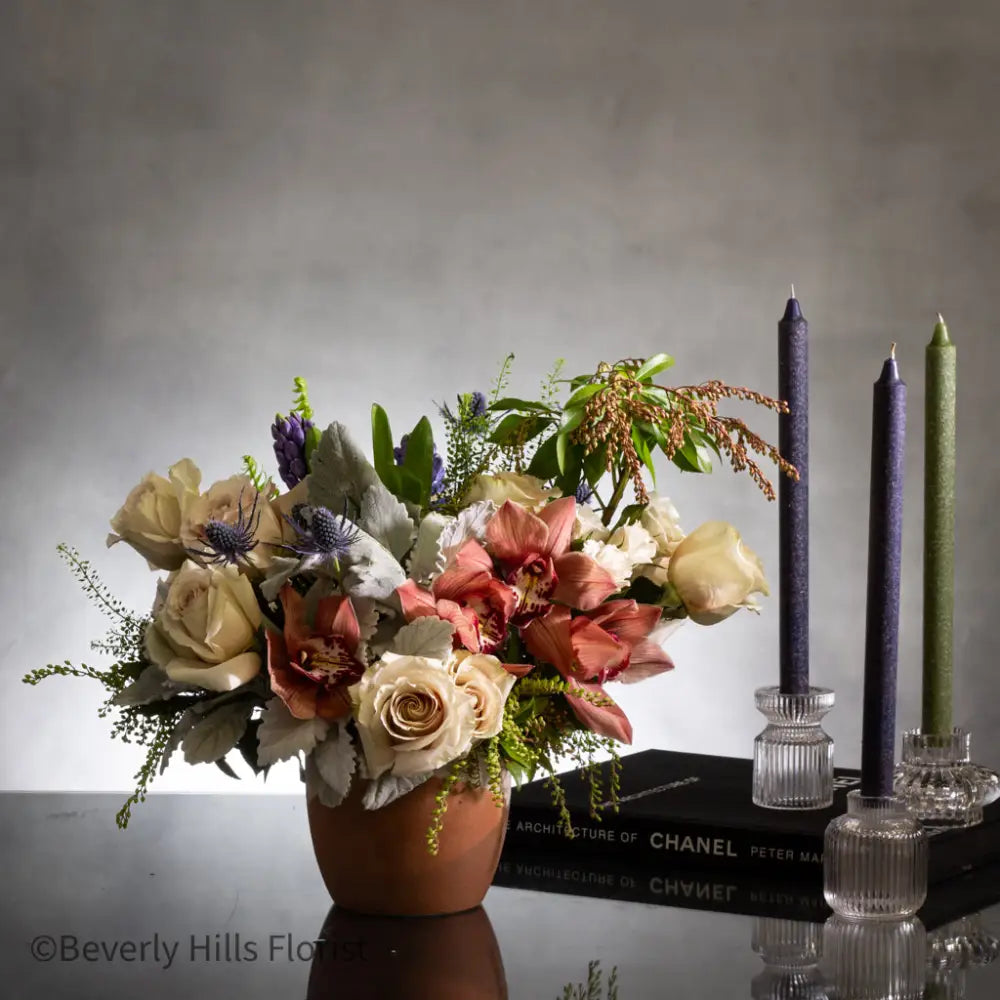 125 - $10,000 - Designer's Choice - Gray Veil, Scarlet Petals - LA Orchidia