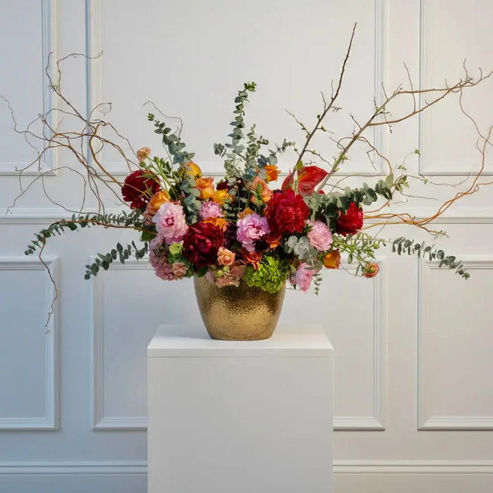 Extraordinary Peonies & Garden Roses in Bronze Vase | Same-Day Santa Monica Delivery