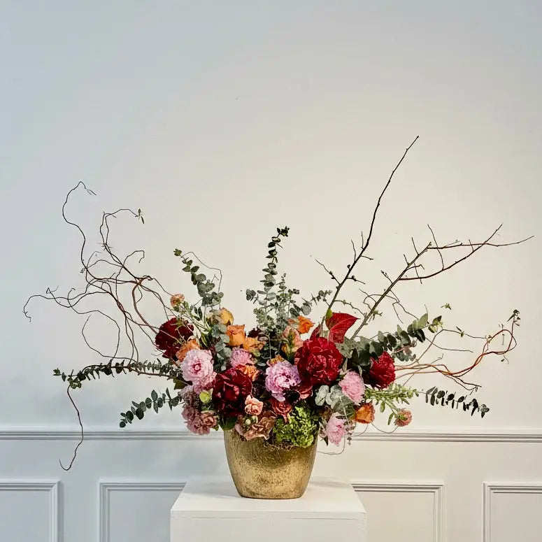 Extraordinary Peonies & Garden Roses in Bronze Vase | Same-Day Santa Monica Delivery