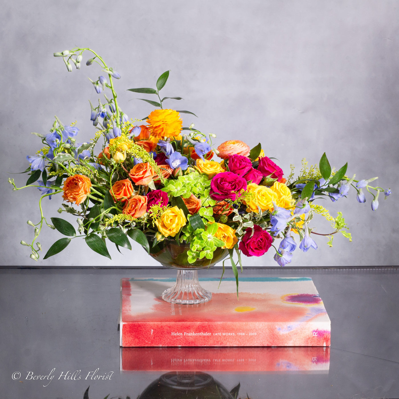 Garden Fairytale Flower Arrangement in Glass Pedestal Vase
Whimsical Rose and Delphinium Bouquet Same-Day Delivery Santa Monica
Vibrant Garden Fairytale Floral Arrangement for Los Angeles
Elegant Glass Vase with Roses, Delphiniums, and Hydrangeas