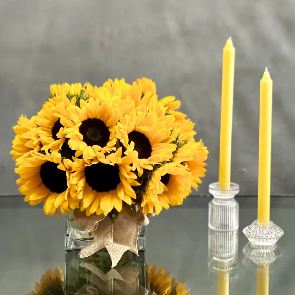 My Sunshine Sunflower Arrangement in Glass Vase with Bow
Same Day Sunflower Delivery Los Angeles
Sunflowers in Glass Vase West Hollywood Florist
Smiling Sunflowers in My Sunshine Arrangement Los Angeles
Beautiful Sunflower Bouquet Same Day Delivery Los Angeles