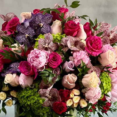 What a Delight Floral Arrangement with Pastel Roses, Peonies, and Orchids
Elegant Pink, Lavender, and White Roses in What a Delight Arrangement
Luxury Pastel and Bright Floral Arrangement for Same-Day Delivery Santa Monica
Sophisticated Floral Arrangement with Roses and Hydrangeas for Los Angeles Delivery