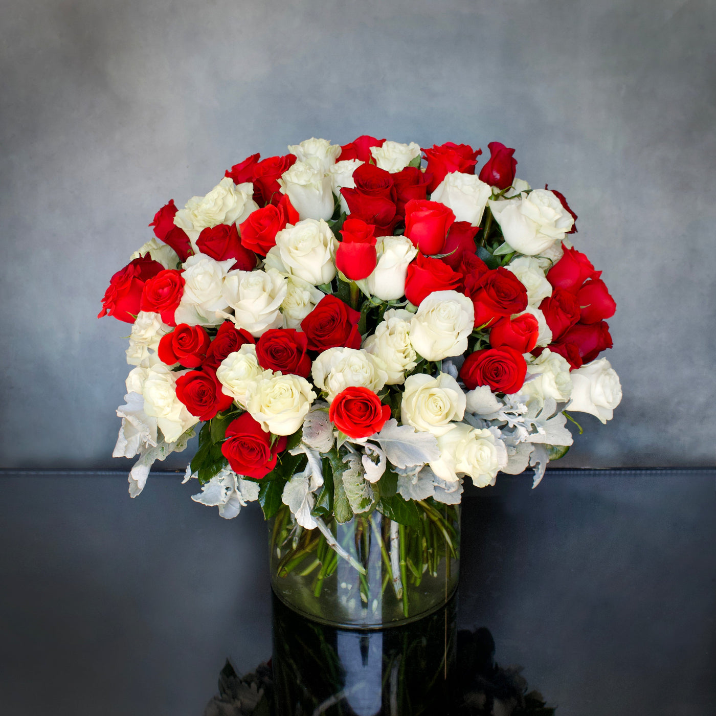 Red & White Checker Roses - santamonicaflorist