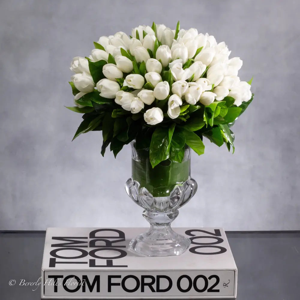 White Tulips in Crystal Splendor - Santa Monica Florist